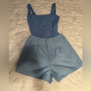 SHEIN High Waist Blue Women's Shorts with Bodysuit